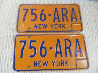 Vintage Pair 1973 - 1986 York License Plates 756 - Ara