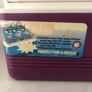 Vintage 90s Igloo Legend 6 Cooler Purple White Retro Cooler Perfect 4 a 6 pack 2