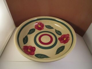 Vintage Watt Pottery Bullseye Red Flower Large Salad Pasta Bowl