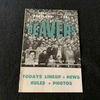 1957 Pcl Baseball Program Portland Beavers Vs Sacramento Solons Pacific Coast Lg