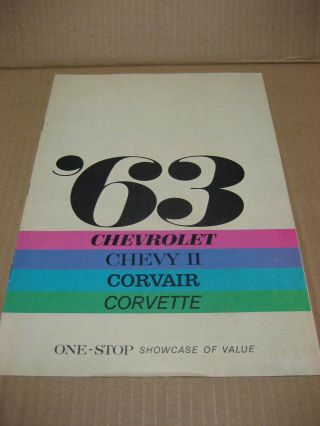 1963 Chevrolet Sales Brochure.  Corvette,  Corvair,  Chevy