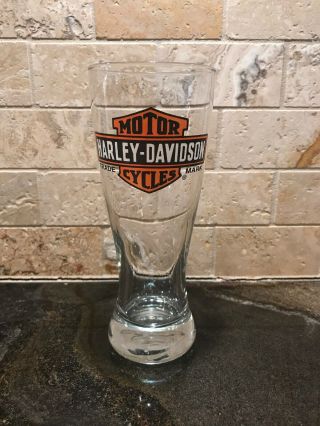 Harley - Davidson Long Bar & Shield Orange/black Pilsner Style Beer Glass