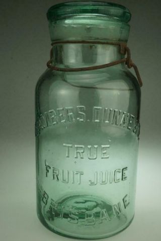 Antique Chambers Dunne & Co.  Brisbane True Fruit Juice Jar Bottle With Lid Pp57