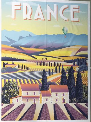 Travel Themed Banner Poster Vintage Style Bespoke Printed Fabric France French