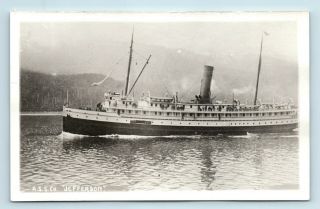 Alaska Steamship Co Ss Jefferson - Steamer - Vtg Azo Photo Rppc