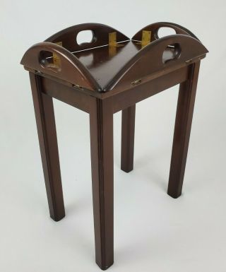 Vintage Bombay Company Butler Tray Table With Fold Up Sides Mahogany And Brass