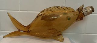 Vintage Antique Mcm Italian Murano Crackle Glass Fish Decanter Back Bar Bottle