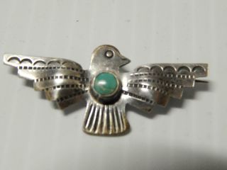 Vintage Antique Fred Harvey Navajo Indian Sterling Silver Thunderbird Pin -