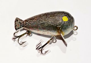 Very Rare Frank Young Fat Body Minnow Lure Brown Crackle Made In Mo 1940s