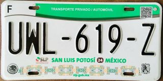 San Luis Potosi Mexico License Plate Expired Graphic Background Green Wave