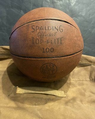 1940’s Basketball Spalding “top - Flite 100” Last Bilt Ball & Macgregor Team Bag
