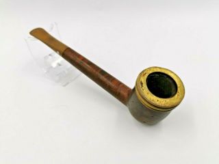 Vintage Cliper Wood Smoking Pipe With Brass Ring Tobacco Collectible Ac03