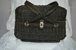 An Antique French Black Wicker Ladies 