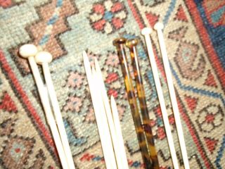 Antique Knitting Needles,  Victorian Bone and faux tortoise shell 3 x pairs 2