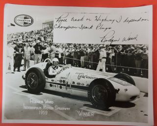 Vtg 1959 Rodger Ward Indianapolis Motor Speedway Photograph - Champion Spark Plugs