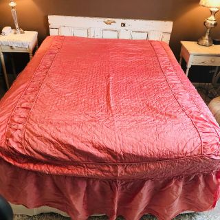 Vintage Pink Twin Bed Cover Coverlet Shabby Chic Mid Century Quilted Pattern