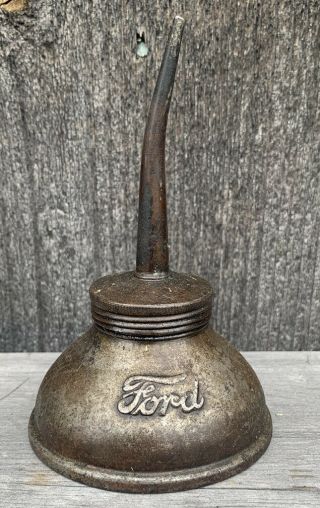 Antique Vintage 1930’s Ford Model A Or T Car Oil Oiler Can Script Embossed