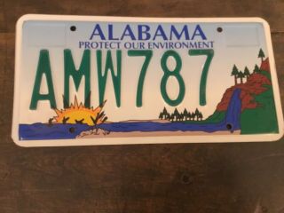 Alabama “protect Our Environment” Graphic License Plate.  Amw 787