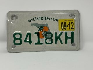 2012 Florida Motorcycle/moped License Plate 8418kh