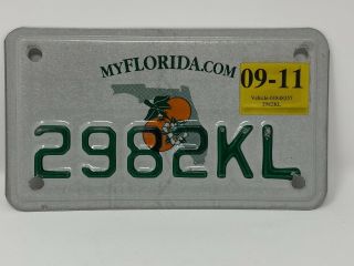 2011 Florida Motorcycle/moped License Plate 2982kl