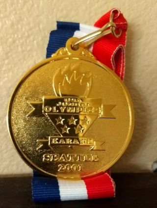Martial Arts Medal,  2001 Usa Jr.  Olympics Karate,  Seattle,  2 1/2 ",  Bright Gold