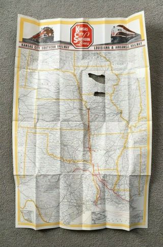 Vintage Railroad Map Kansas City Southern Map Of Kansas City Southern Railway