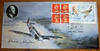 Air Vice Marshal Johnnie Johnson Signed R.  J Mitchell Ltd Edition First Day Cover