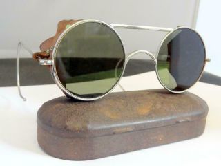 Vintage R.  A.  F.  Wwii Anti Glare Goggles / Sunglasses Aircrew Originals W/ Tin Vgc