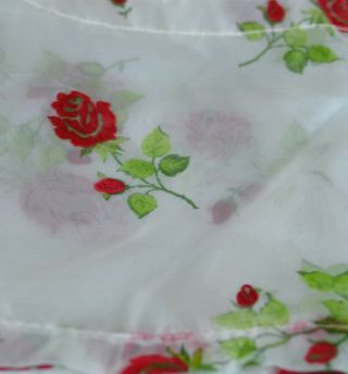 Vintage Semi Sheer Window Valance With Flocked Red Roses 68 " X 12 "