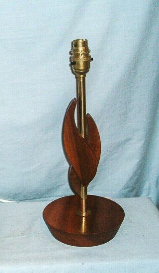 A Mid Century - Vintage - Danish Teak & Brass Table Lamp Base - Rewired