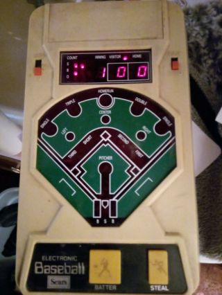 Sears Electronics Baseball 2 Person Game 8.  5 " Pre Owned Vintage 1980