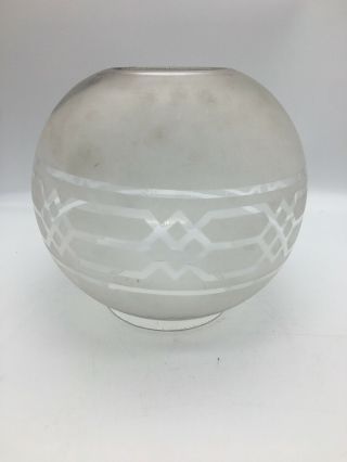 Victorian Round Frosted Geometric Design Oil Lamp Shade