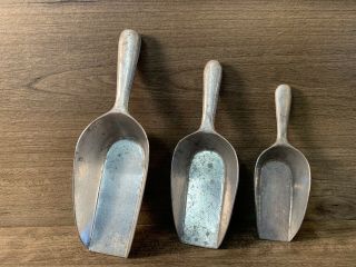 Vintage Aluminum Scoop Set Made In Germany Sizes: 135,  160 & 185 Nesting Scoops