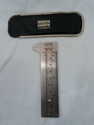 Vintage The Executive Pocket Chum Sliding Caliper Machinist Tool Usa W Case