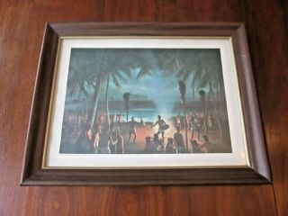 Vintage Mid - Century Peter Hurd Painted In Hawaii For American Factors Lithograph