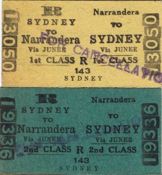 Railway Tickets Trips From Narrandera To Sydney By The Old Nswgr In 1956 1959