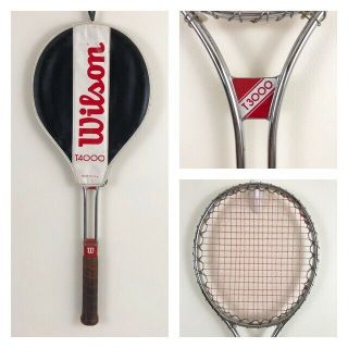 Vintage Wilson T3000 Steel Frame Tennis Racquet 4 - 1/2 Medium T4000 Cover