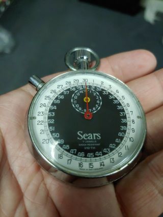 Vintage Sears Mechanical Stopwatch 7 Jewels 1/10 Second