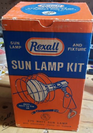 Vintage Rexall Sun Lamp 275 Watt Bulb In Orginal Box