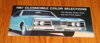 1967 Oldsmobile Exterior Color Selections Sales Brochure Toronado F - 85