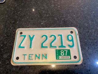 Tennessee Motorcycle License Plate 1987