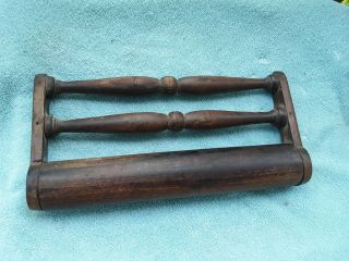 Vintage Antique Solid Wood Rolling Pin With Center Handle Kitchen Tool