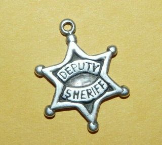Vtg Southwestern " 925 " Sterling Silver " Deputy Sheriff " Star Badge Design Charm