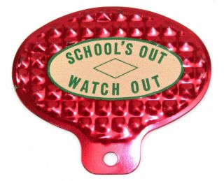 Vintage Bicycle Reflector Safety License Plate Topper " School 