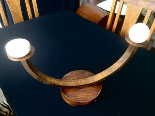 Art Deco C1930s Unusual Hand - Crafted Oak Candelabra Candle Stand