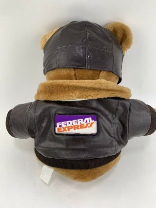 Vintage Federal Express Plush Bear With Hat Jacket Scarf Aviator Old Logo