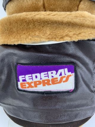 Vintage Federal Express Plush Bear With Hat Jacket Scarf Aviator Old Logo 3