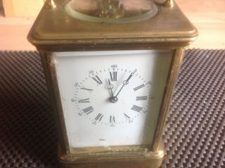 Vintage French Brass Mechanical Carriage Clock French I Think ? Marked L&f