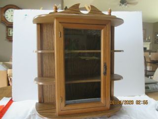 Vintage Table Top Or Hanging Small Curio Cabinet Wood Glass