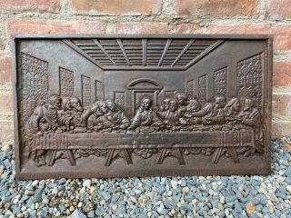Vintage Antique Cast Iron Decorative Plaque Of The Last Supper Architectural
